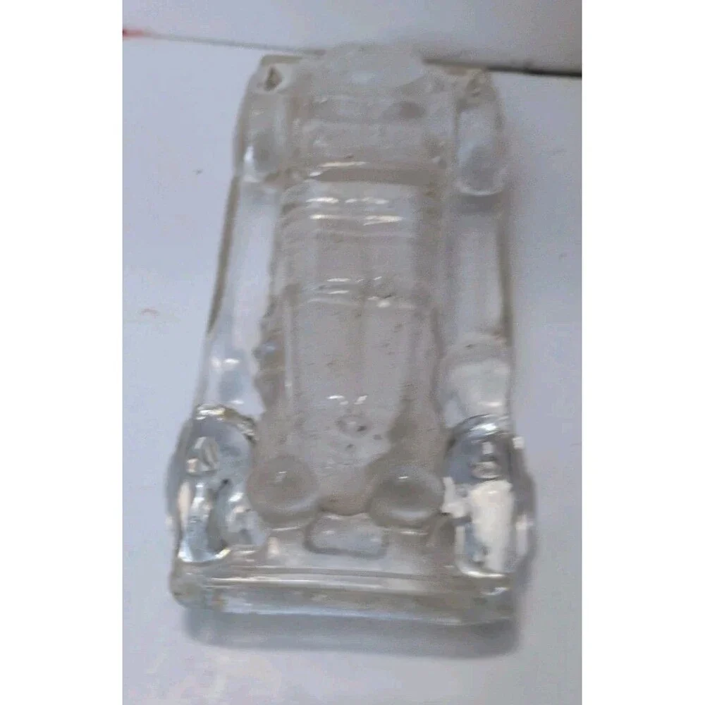 Vintage Clear Glass Mercedes Benz 500K Roadster Car Figurine Paperweight 6.5